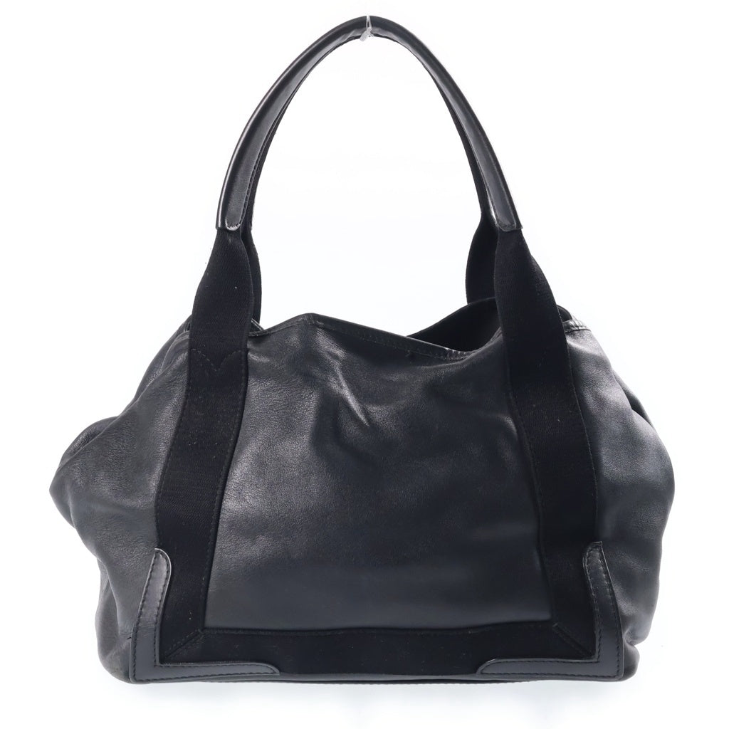 BALENCIAGA(バレンシアガ) ネイビーカバス パンチングロゴ レザーハンドバッグ ブラック 339993 レディース