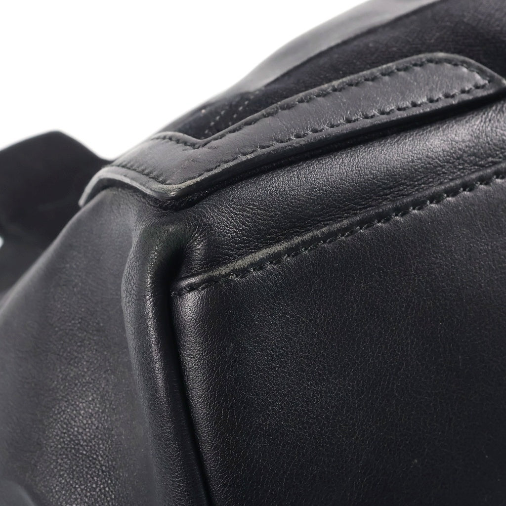 BALENCIAGA(バレンシアガ) ネイビーカバス パンチングロゴ レザーハンドバッグ ブラック 339993 レディース