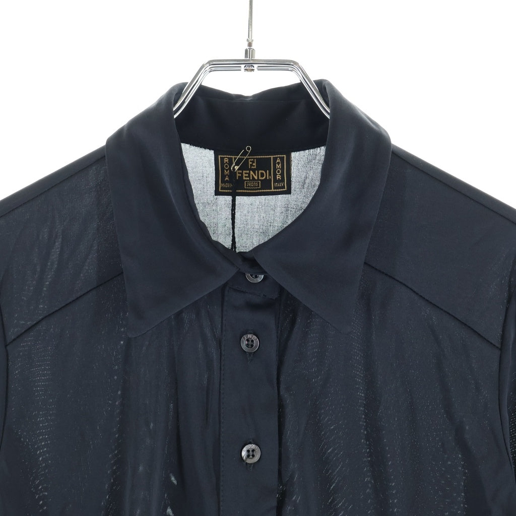 FENDI(フェンディ) 長袖ナイロンマキシシャツ ロングワンピース レディース ブラック D2506010