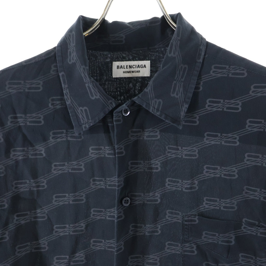 BALENCIAGA(バレンシアガ) 23SS BB総柄ロゴ 長袖シャツ ブラック 681631 TML35