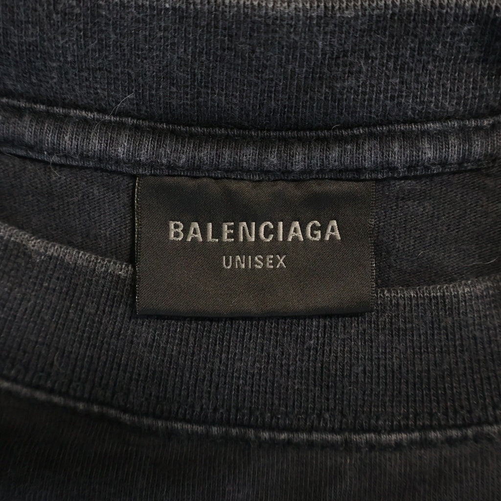 BALENCIAGA(バレンシアガ) 24SS Metal Logo Print メタルロゴプリント クルーネック長袖Tシャツカットソー ブラック 699191 TPV02