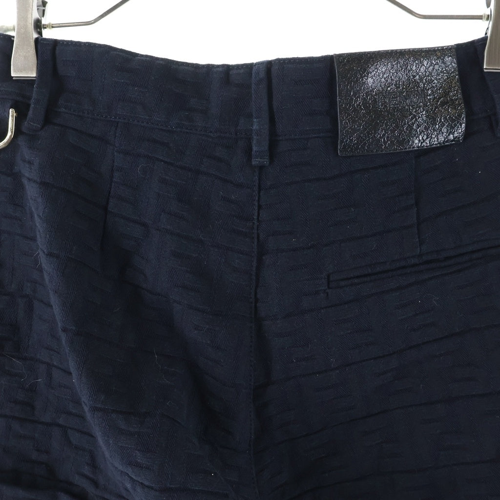 FENDI(フェンディ) Jacquard Denim Shorts ズッカ柄 デニムショーツ ブラック レディース FLP813 AQ93