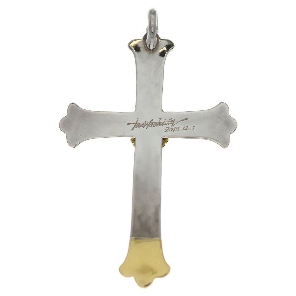 鷲見太郎(ワシミタロウ) K18YG Arabesque Design Cross Pendant 先金 金縄オパール アラベスクデザイン ペンダントトップ シルバー/ゴールド