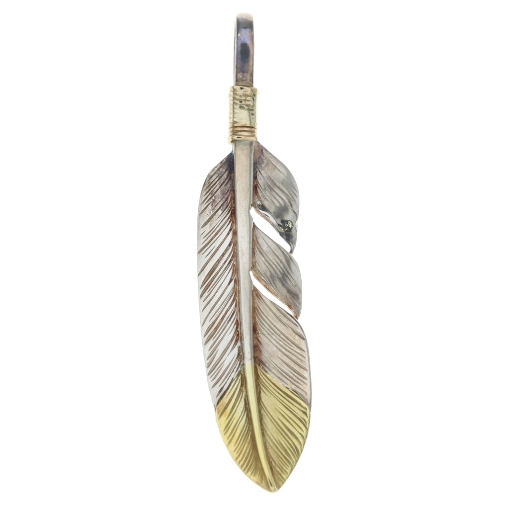 鷲見太郎(ワシミタロウ) K18 Flight Feather 02 先金 金縄 フライトフェザー ペンダントトップ シルバー/ゴールド