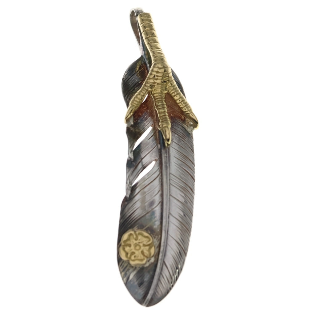 鷲見太郎(ワシミタロウ) K18 Flight Feather 02 Claw Flower 金爪 フラワーメタル フェザーペンダントトップ シルバー/ゴールド