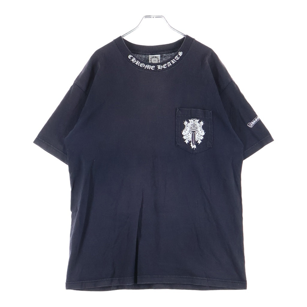 CHROME HEARTS(クロムハーツ) OLD Vine Dagger Tee オールド ヴァインダガー ネックロゴ クルーネック半袖Tシャツカットソー ブラック