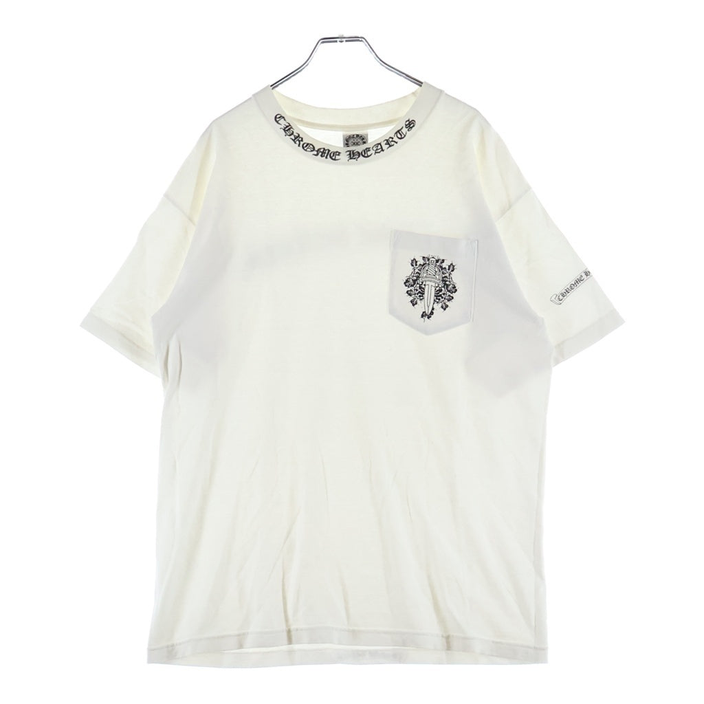 CHROME HEARTS(クロムハーツ) OLD Vine Dagger Tee オールド ヴァインダガー ネックロゴ クルーネック半袖Tシャツカットソー ホワイト