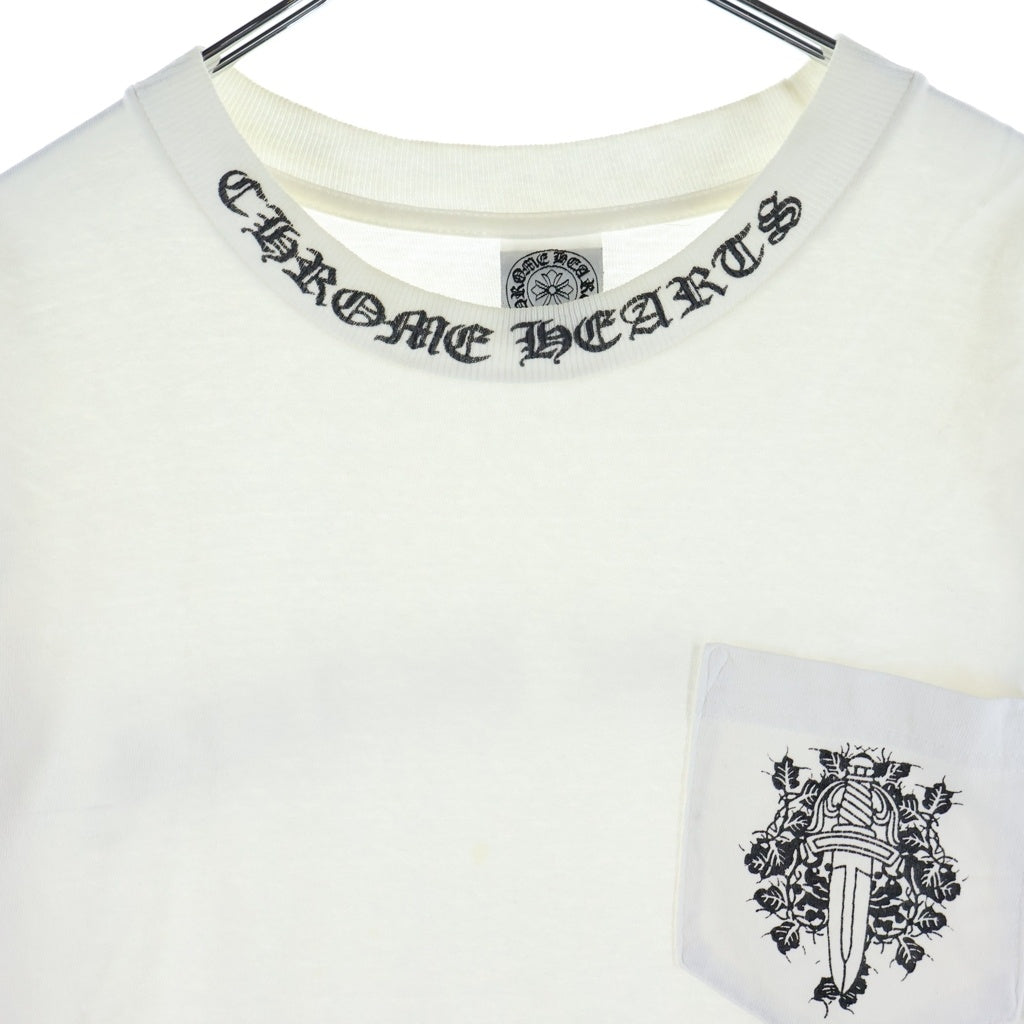 CHROME HEARTS(クロムハーツ) OLD Vine Dagger Tee オールド ヴァインダガー ネックロゴ クルーネック半袖Tシャツカットソー ホワイト