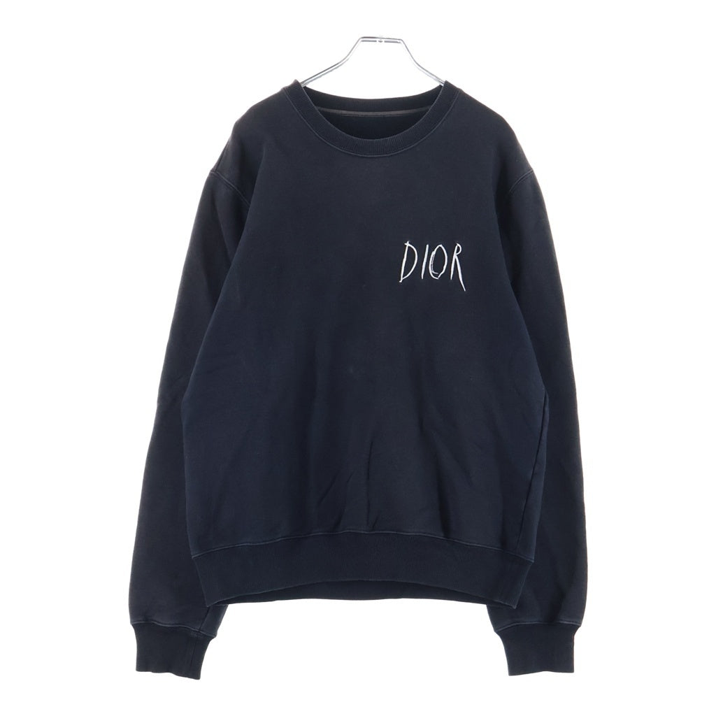 DIOR(ディオール) 19AWxRaymond Pettibon Embroidered Crew Neck Sweatshirt レイモンドペティボン フロントロゴ刺繍 クルーネック長袖スウェットトレーナー ブラック 943J612E0531