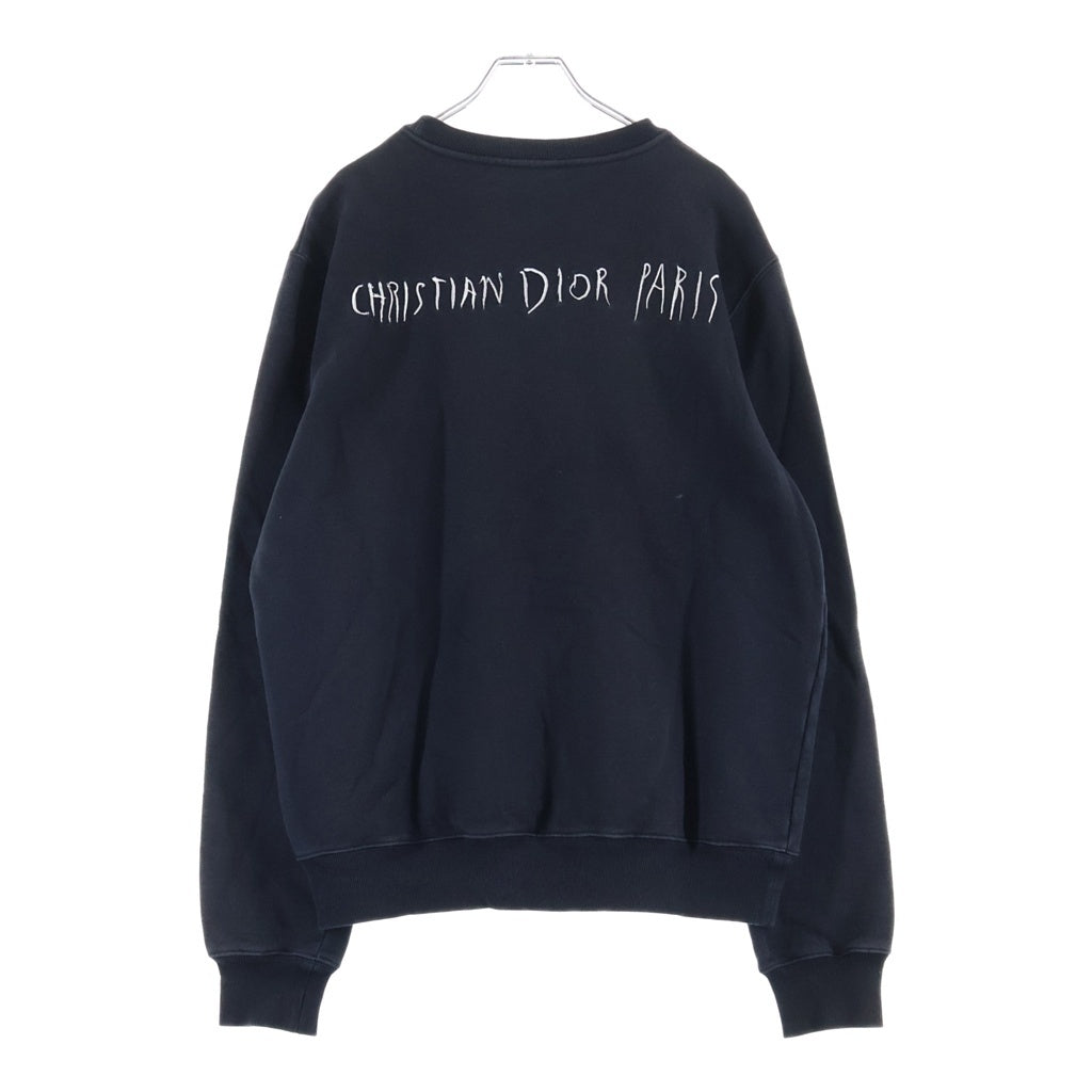 DIOR(ディオール) 19AWxRaymond Pettibon Embroidered Crew Neck Sweatshirt レイモンドペティボン フロントロゴ刺繍 クルーネック長袖スウェットトレーナー ブラック 943J612E0531