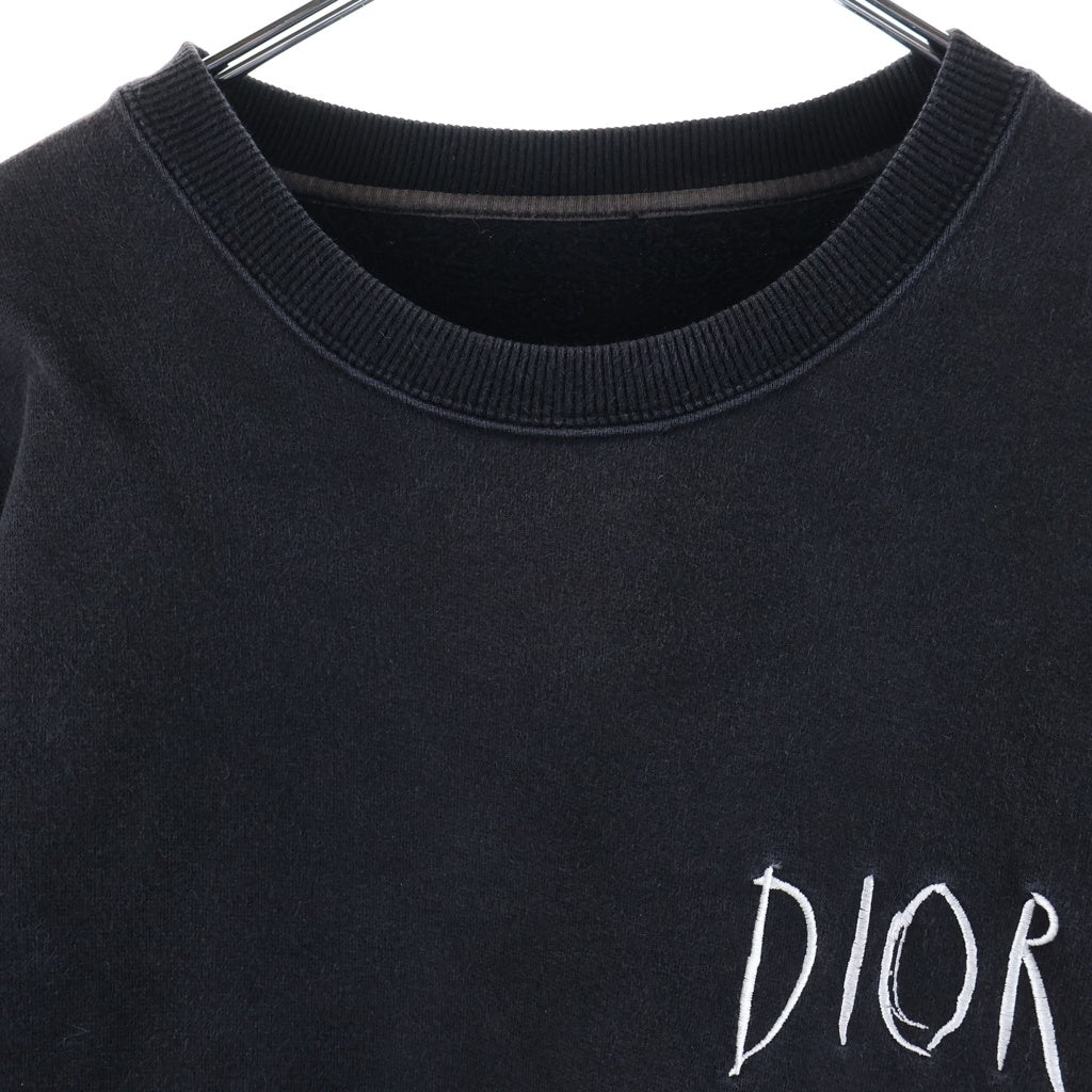 DIOR(ディオール) 19AWxRaymond Pettibon Embroidered Crew Neck Sweatshirt レイモンドペティボン フロントロゴ刺繍 クルーネック長袖スウェットトレーナー ブラック 943J612E0531