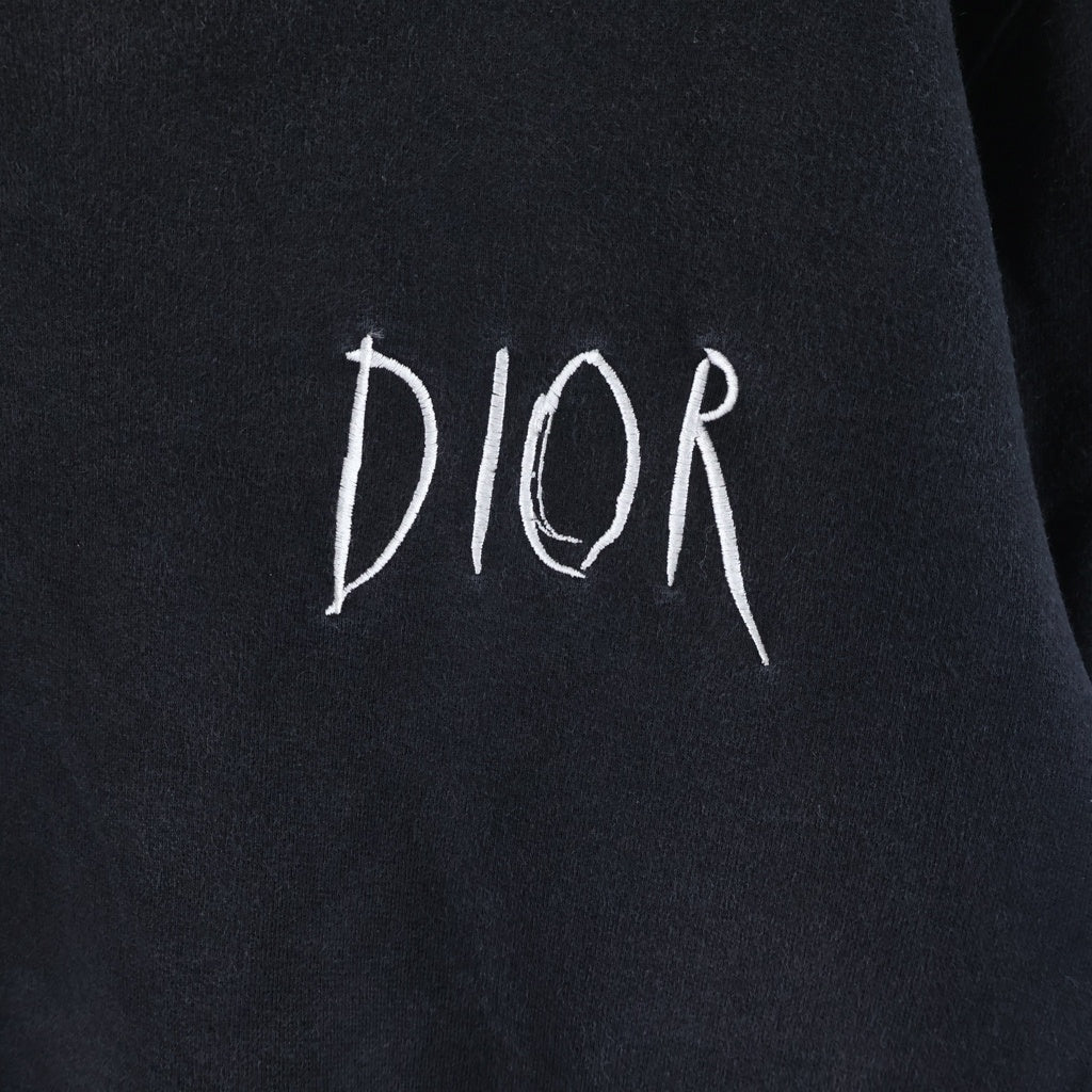 DIOR(ディオール) 19AWxRaymond Pettibon Embroidered Crew Neck Sweatshirt レイモンドペティボン フロントロゴ刺繍 クルーネック長袖スウェットトレーナー ブラック 943J612E0531