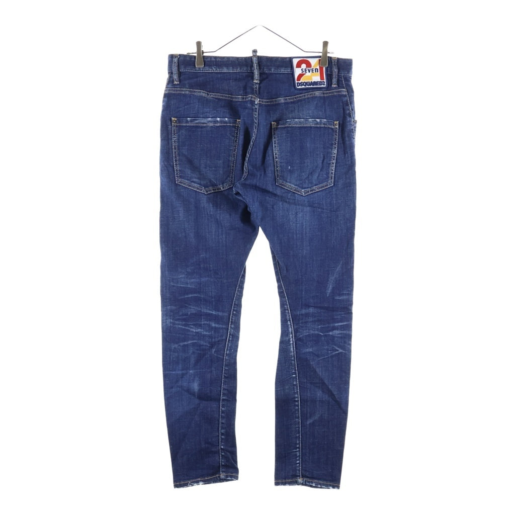 DSQUARED2(ディースクエアード) Clasic Kenny Jean ロゴパッチ付き ボタンフライスキニージーンズ インディゴ S74LB1307 S30342