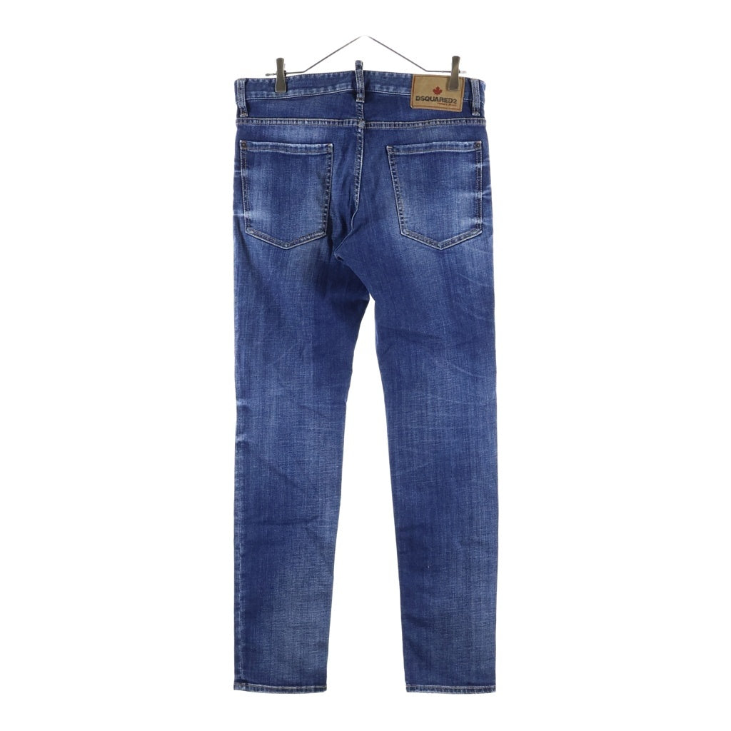 DSQUARED2(ディースクエアード) Reglar Jean ロゴパッチ付き ボタンフライスキニージーンズ インディゴ S74LB1516 D30008
