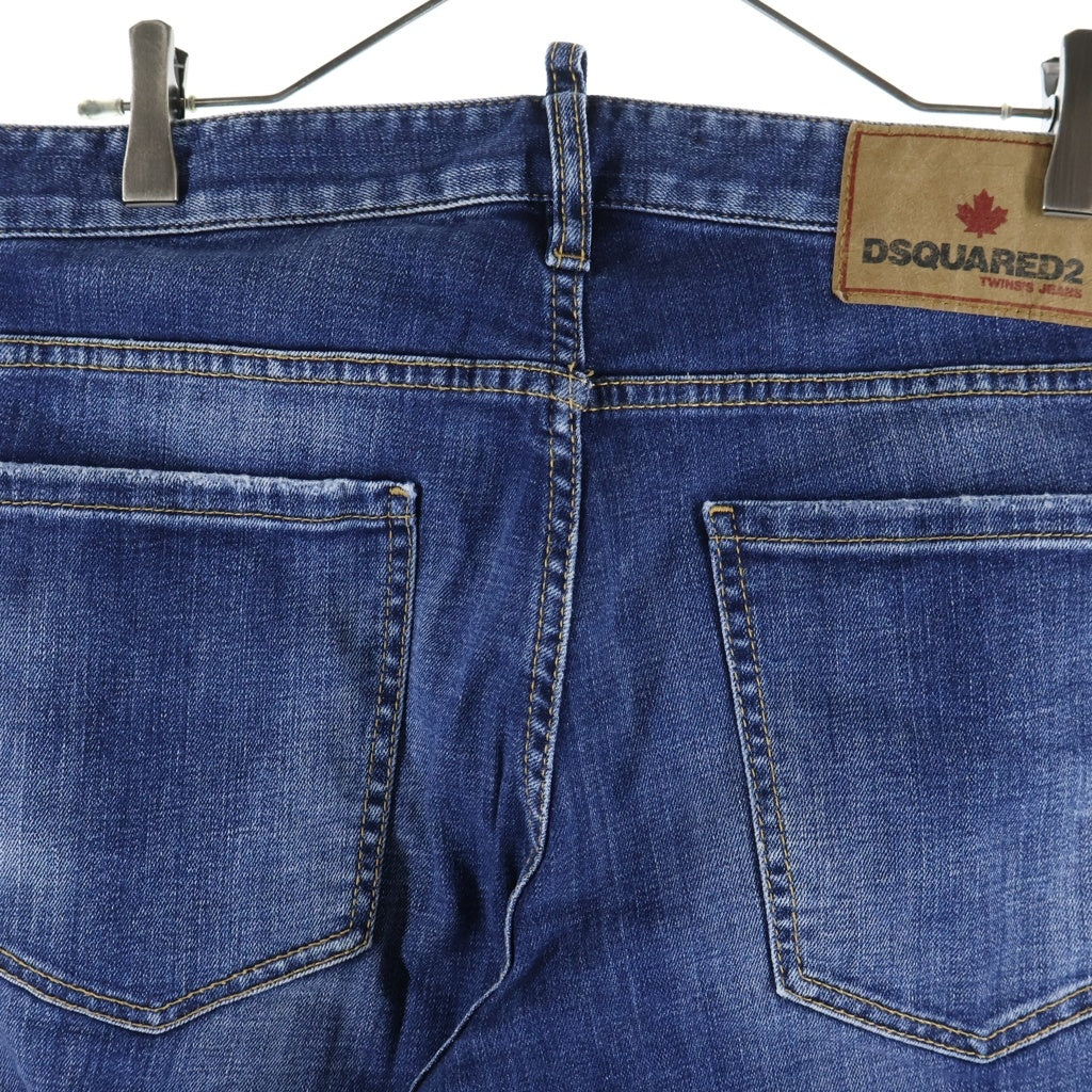 DSQUARED2(ディースクエアード) Reglar Jean ロゴパッチ付き ボタンフライスキニージーンズ インディゴ S74LB1516 D30008