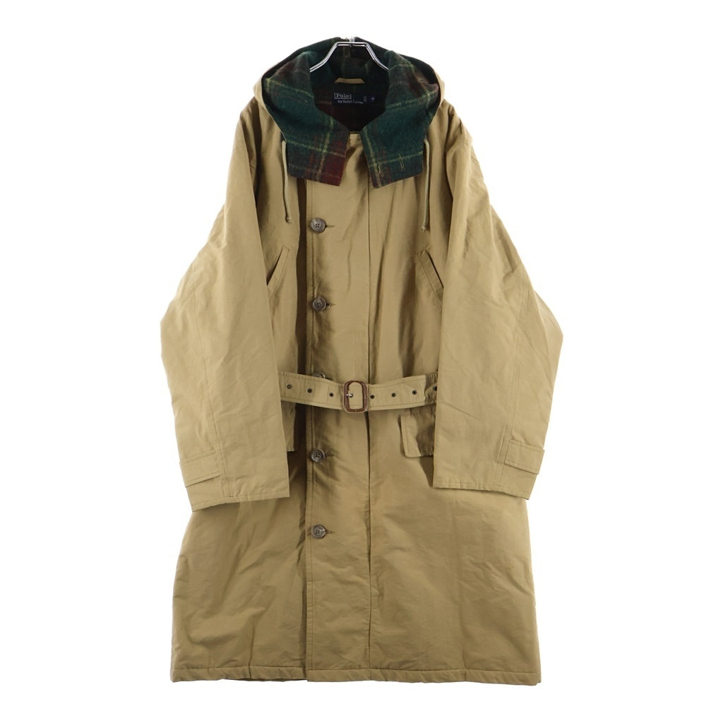 POLO RALPH LAUREN(ポロラルフローレン) ベルト付き 裏地ウールチェック フーデッドコート ベージュ P12-JRRL-KA-0714