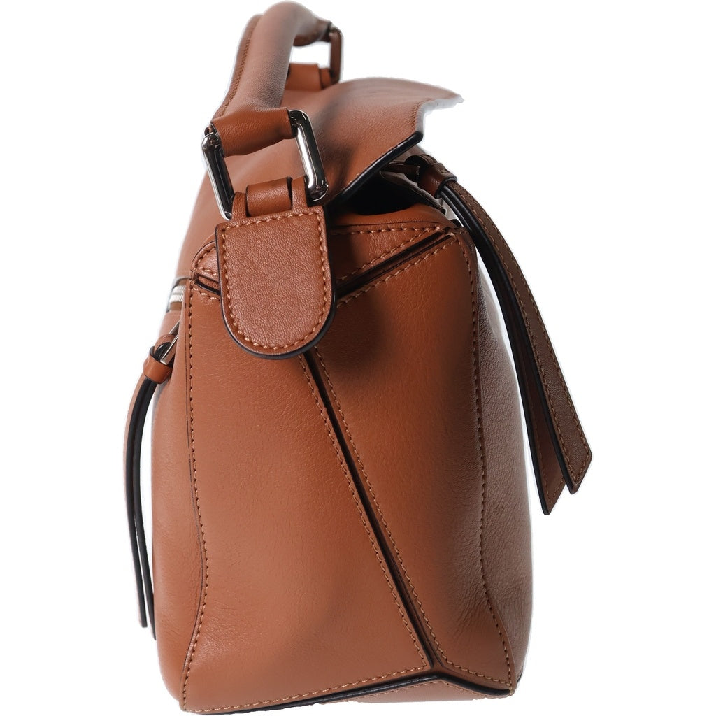 LOEWE(ロエベ) パズルエッジ スモール 2WAYバッグ ハンドバッグ ショルダーバッグ レザー シルバー金具 ブラウン レディース