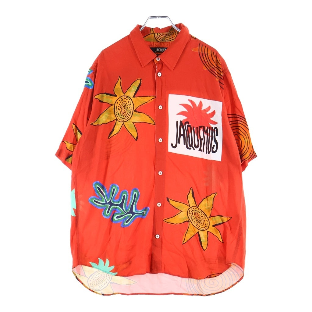 JACQUEMUS(ジャックムス) LA CHEMISE BAOU 総柄半袖シャツ レッド