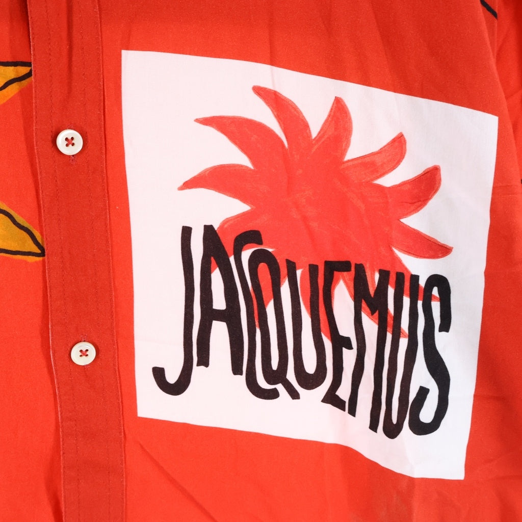 JACQUEMUS(ジャックムス) LA CHEMISE BAOU 総柄半袖シャツ レッド