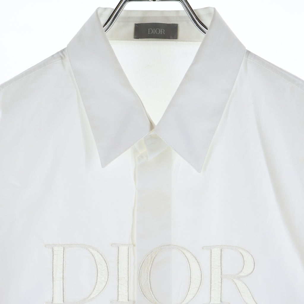 DIOR(ディオール) フロントロゴ刺繍 長袖シャツ ホワイト183C532A1581 183C532A1581