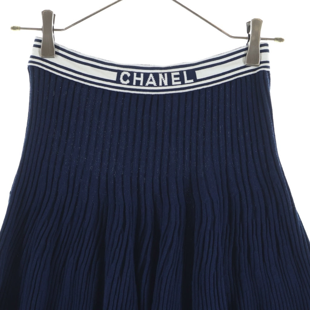 CHANEL(シャネル) ロゴ刺繍 ニットスカート ネイビー レディース P61019K46420