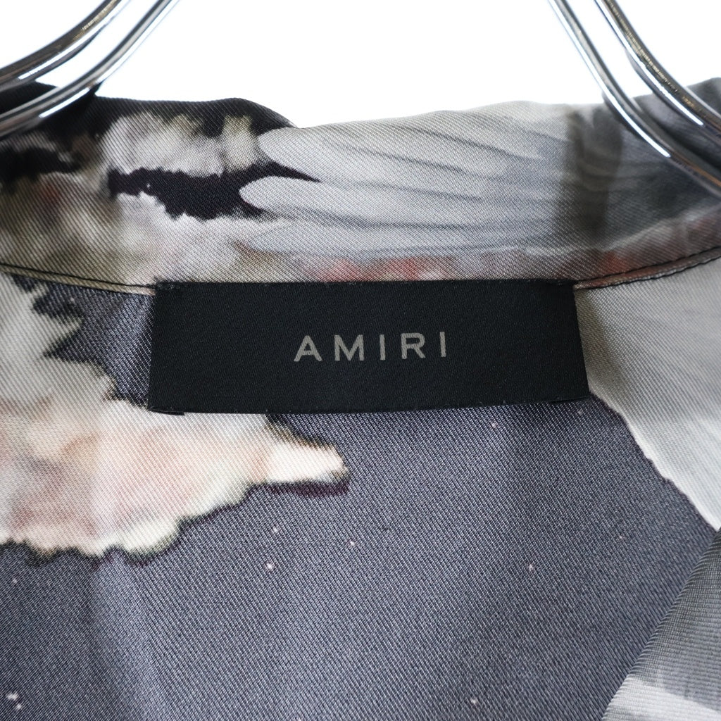 AMIRI(アミリ) ALL OVER PEGASUS BOWLING SHIRT オールオーバー ペガサス 総柄シルク開襟半袖ボウリングシャツ ブラック