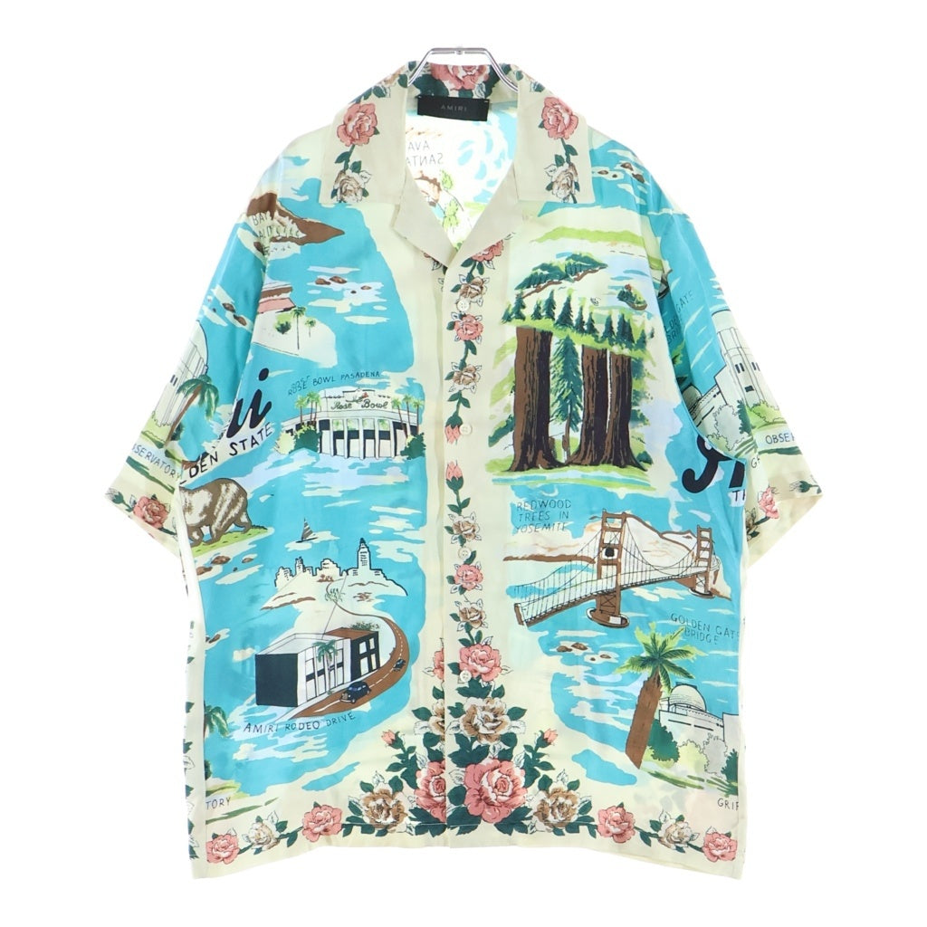 AMIRI(アミリ) California Bowling Shirt カリフォルニア 総柄シルク開襟半袖ボタンダウンボウリングシャツ マルチカラー