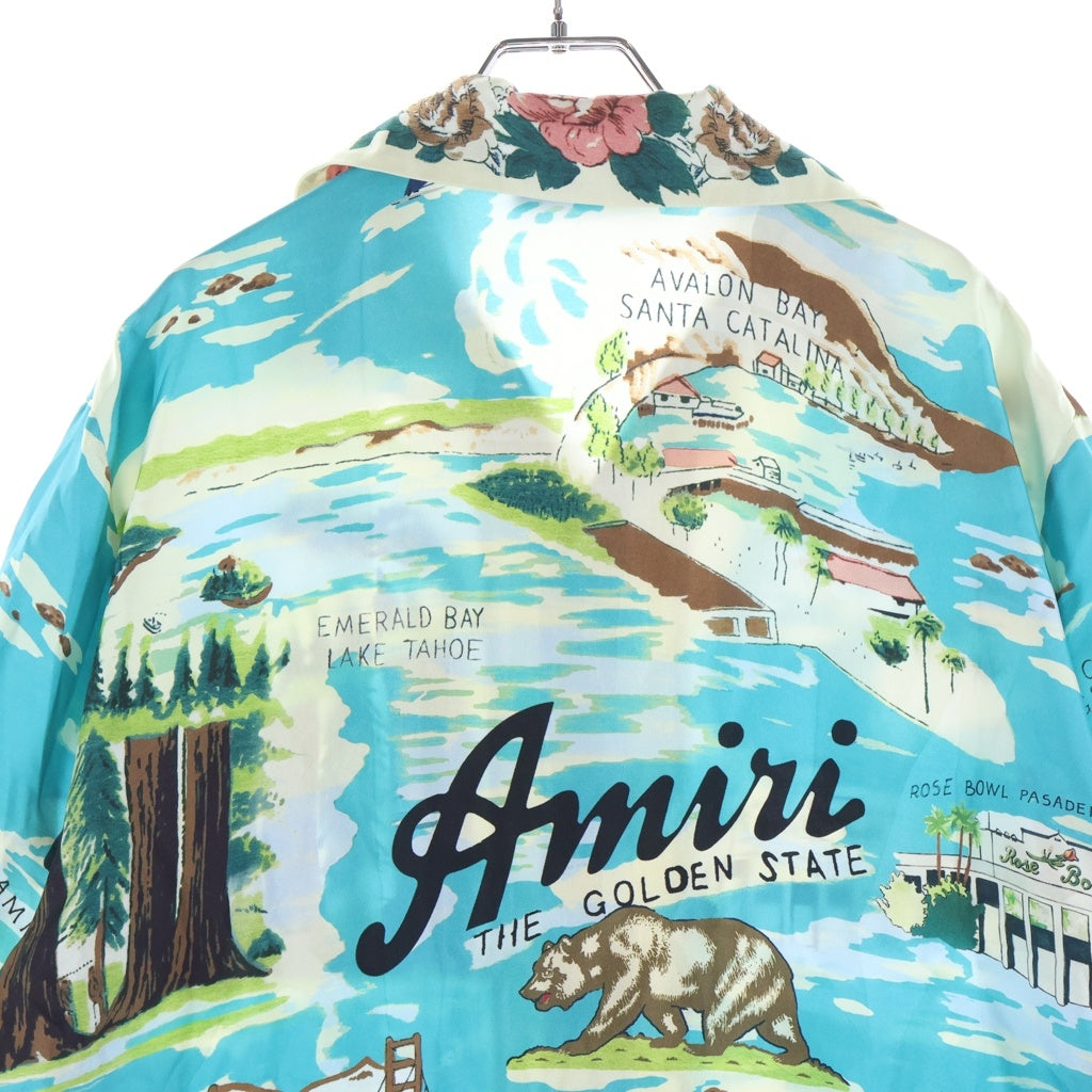 AMIRI(アミリ) California Bowling Shirt カリフォルニア 総柄シルク開襟半袖ボタンダウンボウリングシャツ マルチカラー