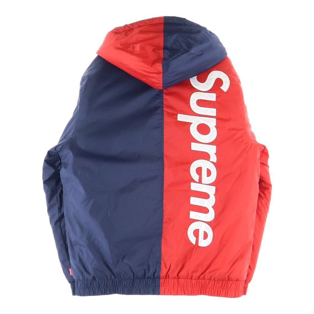 SUPREME(シュプリーム) 15AW 2-Tone Hooded Sideline Jacket ロゴプリント ツートン フーデッド サイドライン 中綿ジャケット レッド/ネイビー