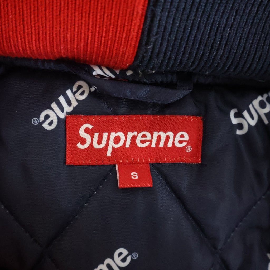 SUPREME(シュプリーム) 15AW 2-Tone Hooded Sideline Jacket ロゴプリント ツートン フーデッド サイドライン 中綿ジャケット レッド/ネイビー