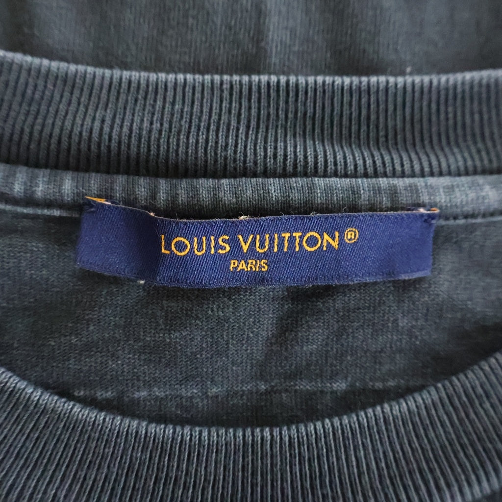 LOUIS VUITTON(ルイヴィトン) 23AW インサイドアウト バックロゴパッチ クルーネック半袖Tシャツカットソー ブラック RM232Q JYN HIY47W