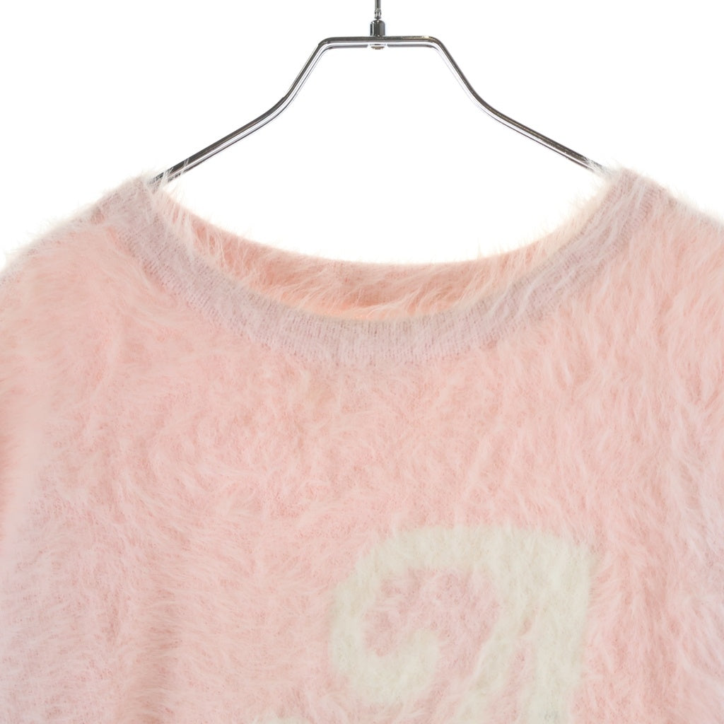 A BATHING APE(アベイシングエイプ) A logo モヘア クルーネック長袖ニット ピンク