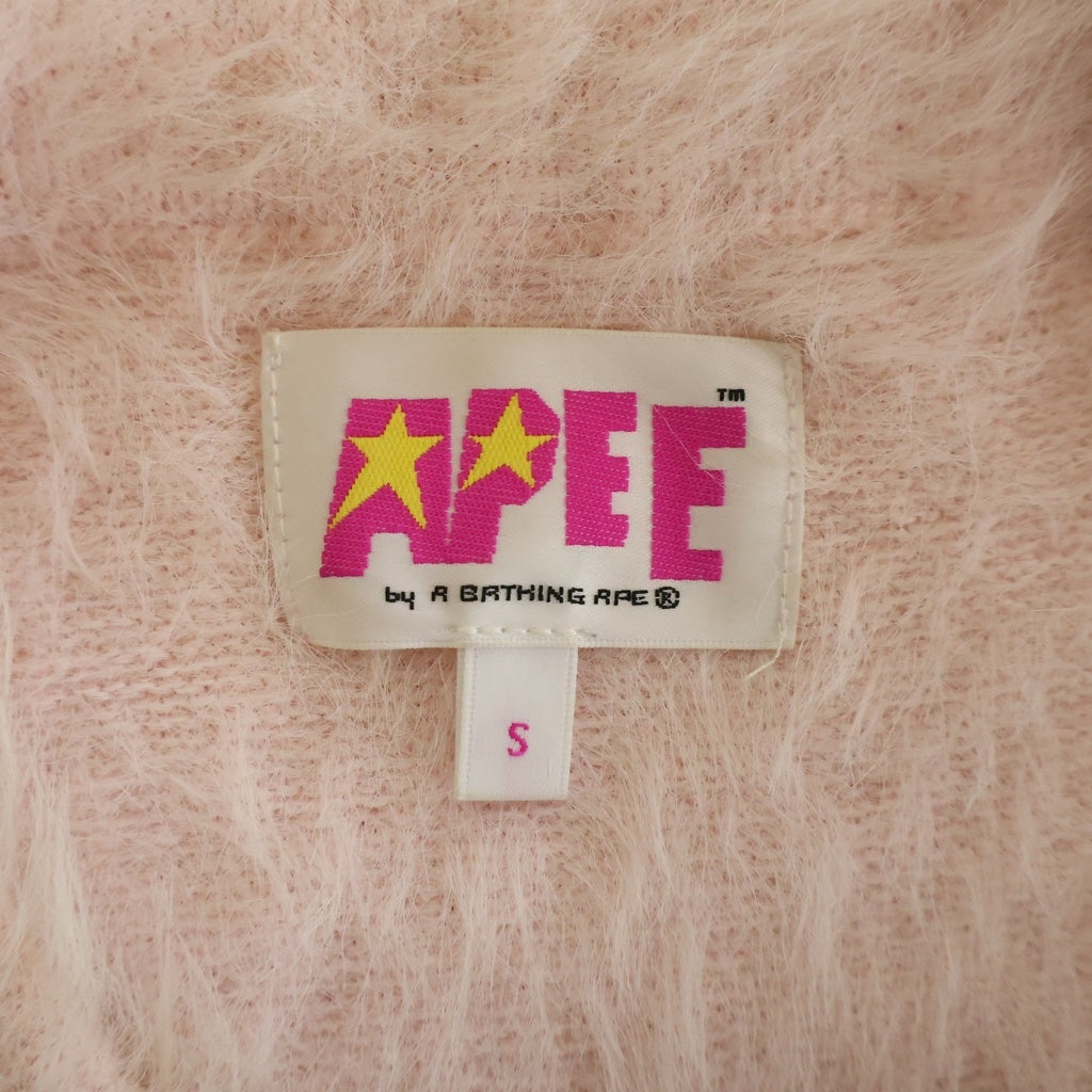 A BATHING APE(アベイシングエイプ) A logo モヘア クルーネック長袖ニット ピンク