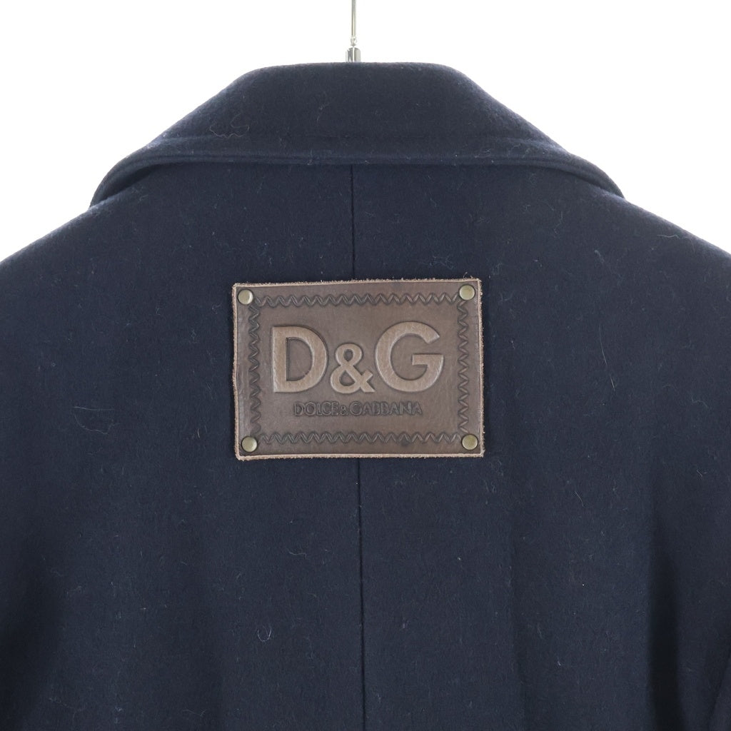 DOLCE & GABBANA(ドルチェアンドガッバーナ) D&G ロゴレザーパッチ Pコート ブラック