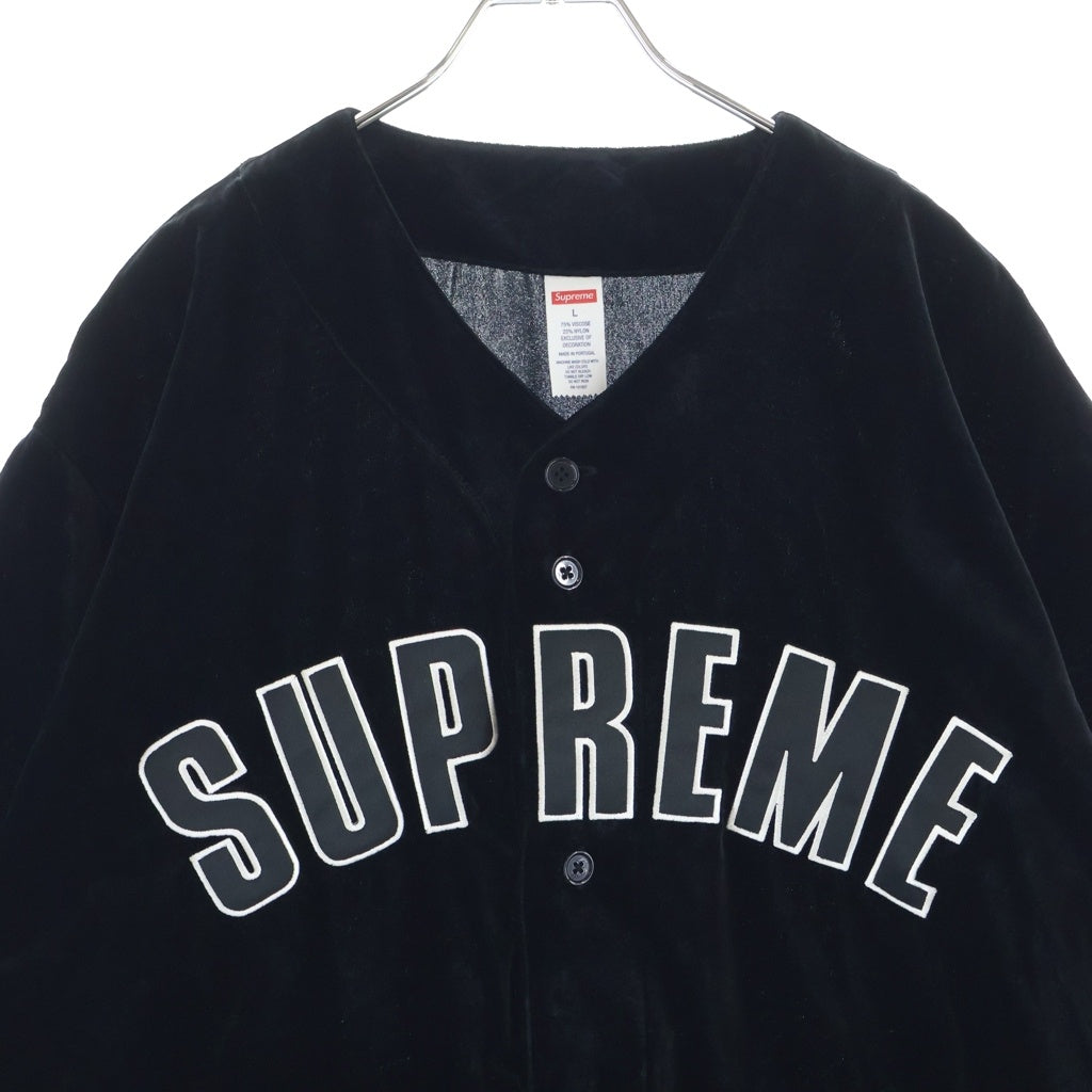 SUPREME(シュプリーム) 25SS Velvet Baseball Jersey ベルベット 半袖ベースボールシャツ ブラック