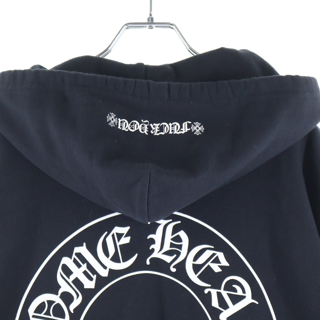CHROME HEARTS(クロムハーツ) Floral Cross Horseshoe Zip Up Hoodie アームフローラル ホースシュー ダガージップ スウェットパーカー ブラック