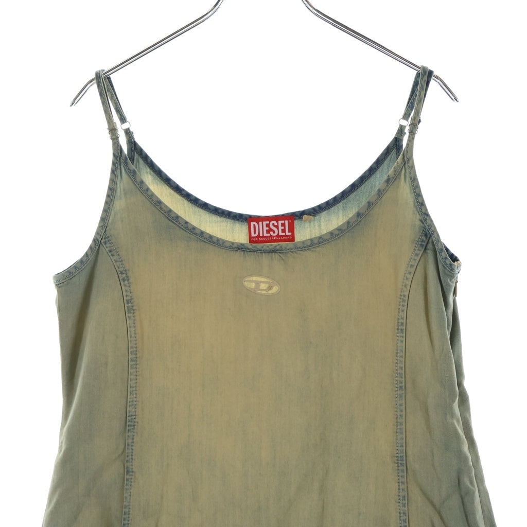 DIESEL(ディーゼル) DE-ODRY-S フロントロゴ刺繍 デニムレースフリルワンピース インディゴ A21740 0CEDE
