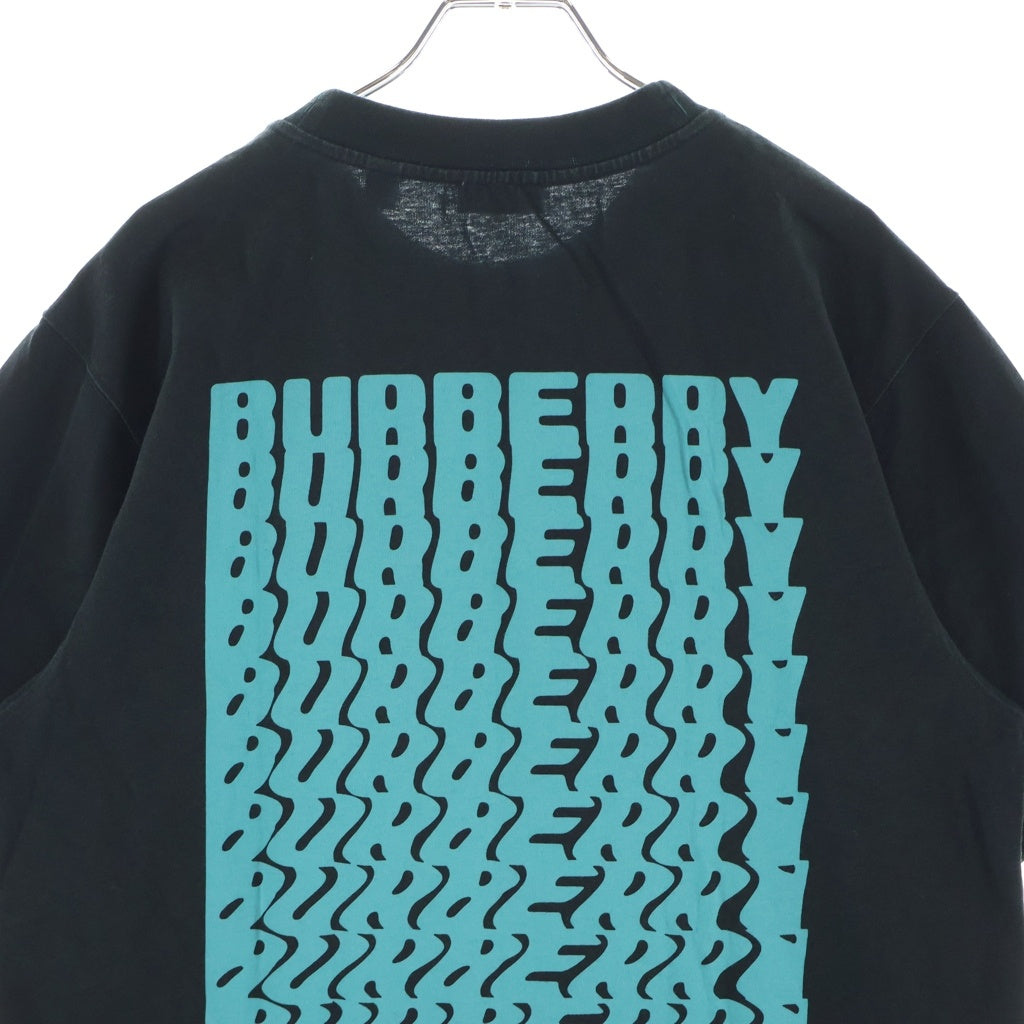 BURBERRY(バーバリー) Warped Logo Cotton T-shirt ワープドロゴ 両面プリントクルーネック半袖Tシャツカットソー ブラック 811865