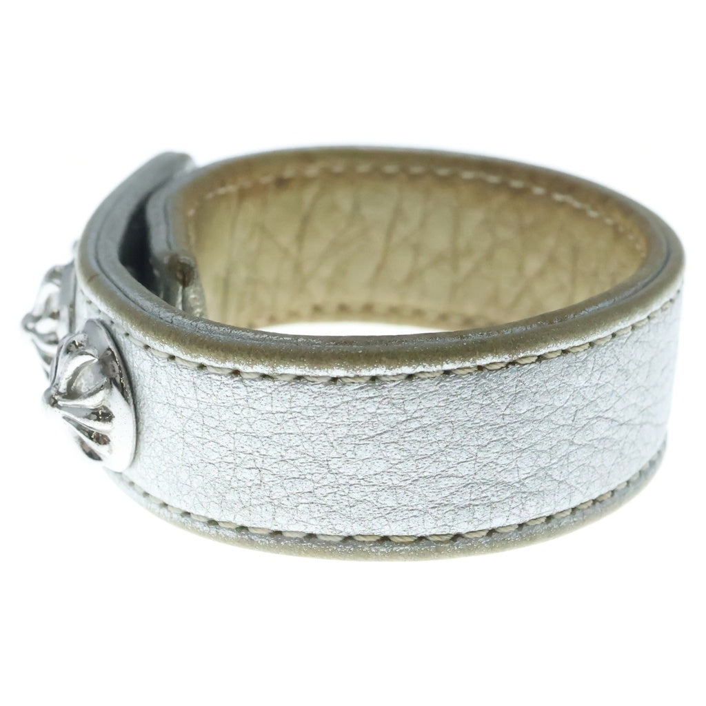 CHROME HEARTS(クロムハーツ) 3BTN 2SNP クロスボール 3ボタン2スナップ レザーブレスレット シルバー