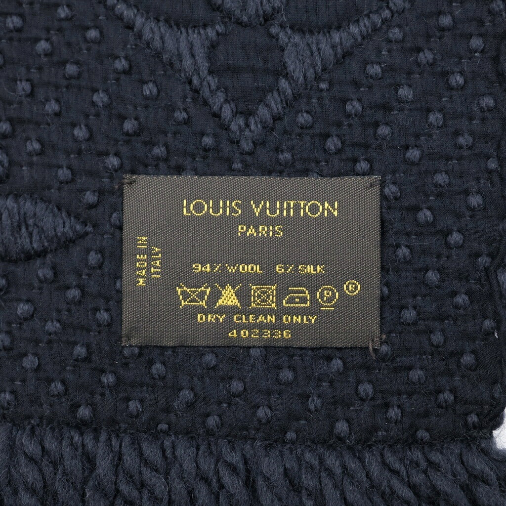 LOUIS VUITTON(ルイヴィトン) モノグラム エシャルプ ロゴマニア シルク混ウールマフラー ブラック M72431