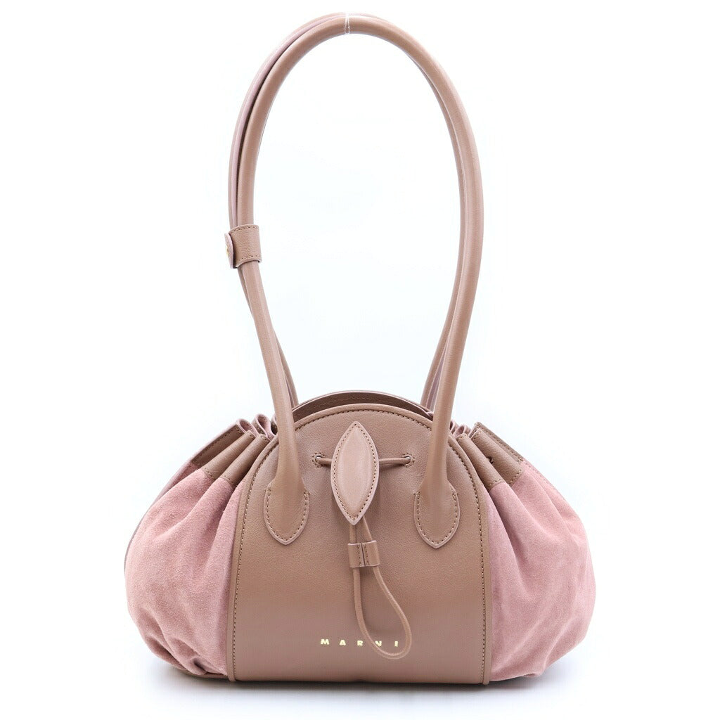 MARNI(マルニ) 26AW Tulipea チューリペア レザー&スエード ショルダーバッグ レディース ピンク/ブラウン SHMP0156U5