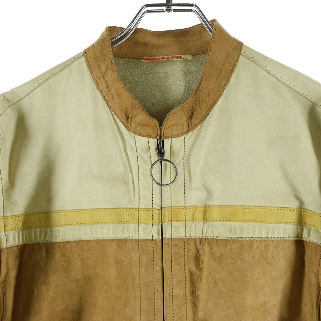 PRADA(プラダ) 00S VINTAGE Moto Jacket レザーモトジャケット ブラウン