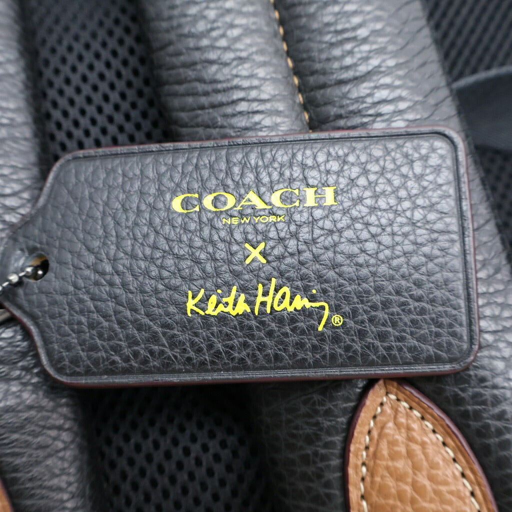 COACH(コーチ) ×KEITH HARING Charles Backpack キースヘリング チャールズバックパック レザーリュックサック ブラック F11716