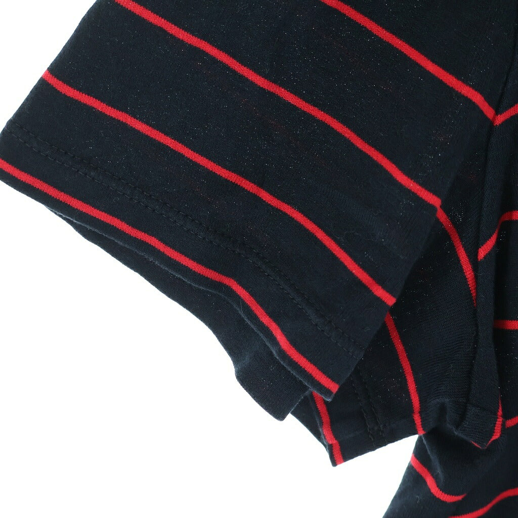 CELINE(セリーヌ) Triomphe Striped Crew Neck トリオンフ ストライプ クルーネック半袖Tシャツカットソー レッド/ブラック 2X58H1001.CAA2