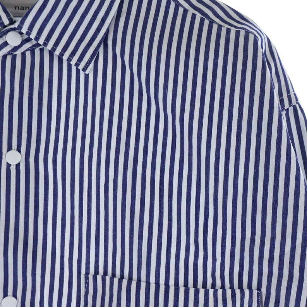 nanamica(ナナミカ) 26SS Regular Collar Wind Shirt レギュラーカラー ウィンド 長袖ストライプシャツ ブルー/ホワイト