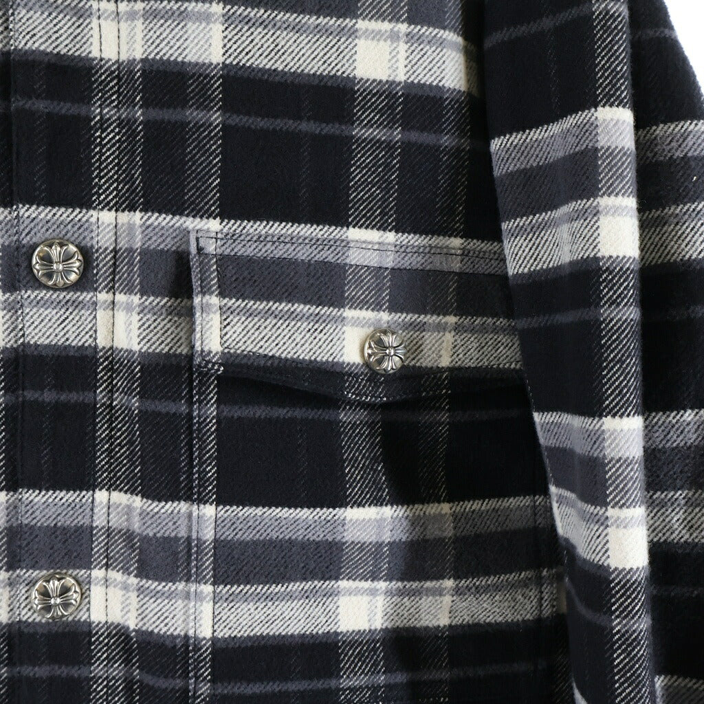 CHROME HEARTS(クロムハーツ) MULLET HEAD SHIRT クロスボールボタン チェックシャツジャケット ブラック/ホワイト