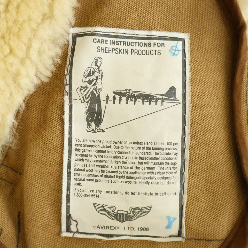 AVIREX(アヴィレックス) TYPE B-3 MOUTON JACKET ファー付き シープスキンムートンジャケット ブラウン 33H5595