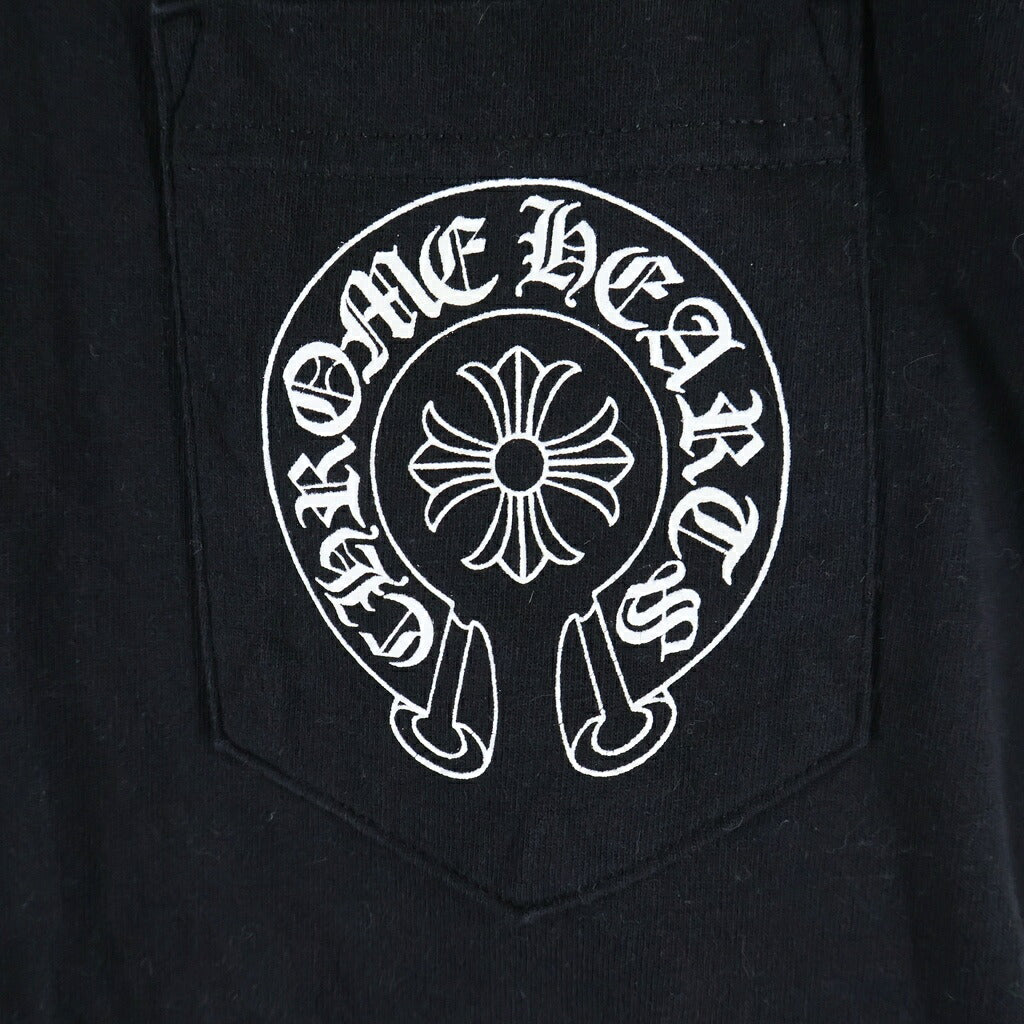 CHROME HEARTS(クロムハーツ) OLD HORSESHOE FLRL CROSS L/S バックホースシュー アームフローラルクロス ラスベガス限定 クルーネック長袖シャツカットソー ブラック