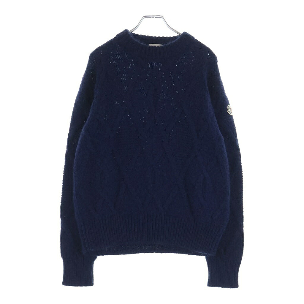 MONCLER(モンクレール) GIROCOLLO TRICOT ロゴワッペン付き モヘア混 ウールニット ネイビー I20919C00012 M2106