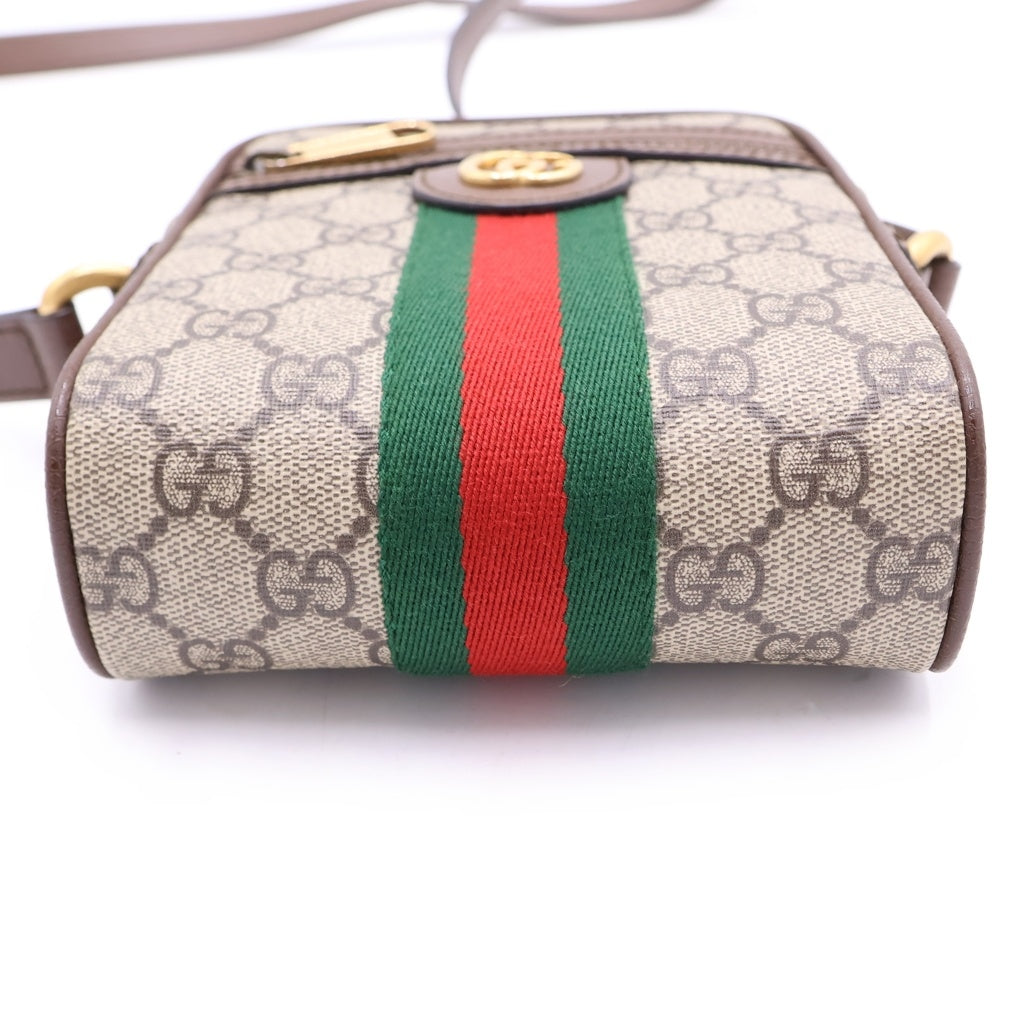 GUCCI(グッチ) GGスプリーム シェリーライン PVC レザー オフィディア ミニ メッセンジャーバッグ ショルダーバッグ 598127 ベージュ/エボニー レディース